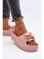 Dámské žabky s mašlí Růžové Salessa