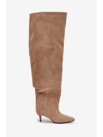 Náklopové dámské kozačky na podpatku béžové Ysolienne