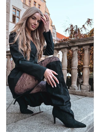 Dámské kozačky na jehlovém podpatku nazouvací černé Mavilla