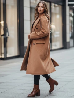 Dámský zimní kabát dlouhý oversize camel FashionStreet NY0766z