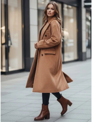 Dámský zimní kabát dlouhý oversize camel FashionStreet NY0766z
