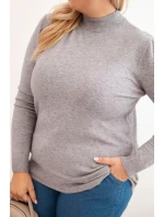 Dámský svetr Plus Size z viskózy s rolákem šedý Dámský svetr Plus Size z viskózy s rolákem šedý