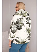 Jarní dámská bunda Plus Size s květinovým vzorem khaki