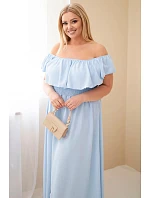 Dámské šaty Plus Size s volánem a elastickým pasem modré Dámské šaty Plus Size s volánem a elastickým pasem modré