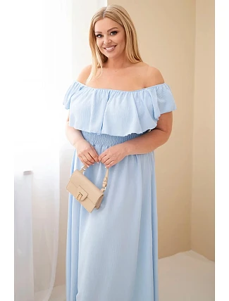 Dámské šaty Plus Size s volánem a elastickým pasem modré Dámské šaty Plus Size s volánem a elastickým pasem modré