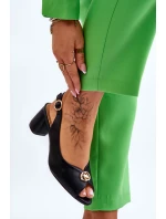 Módní kožené sandály na podpatku Černé Hette