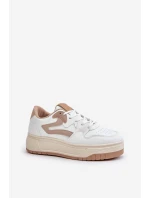 Dámské kožené sportovní boty na masivní platformě béžové Belisso Dámské kožené sportovní boty na masivní platformě béžové Belisso