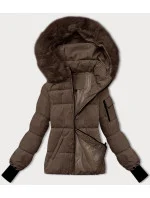 Dámská zimní bunda v kakaové barvě s odepínací kapucí S'west (B8303-48) Dámská zimní bunda v kakaové barvě s odepínací kapucí S'west (B8303-48)