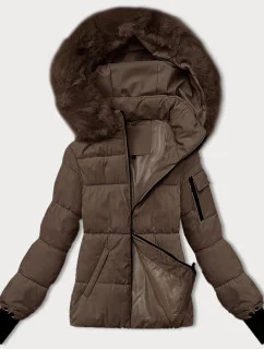 Dámská zimní bunda v kakaové barvě s odepínací kapucí S'west (B8303-48)