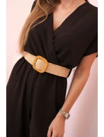 Kombinéza s ozdobným páskem v pase hnědý Kombinéza s ozdobným páskem v pase hnědý