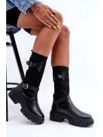 Dámské kotníkové boty s punčochou černé Abroze