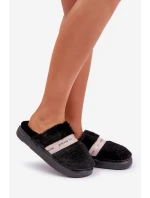 Futrařské Pantofle S Dekorativním Páskem Černé Savalithea