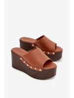 Dámské nazouváky na platformě s přezkami Camel Mareline