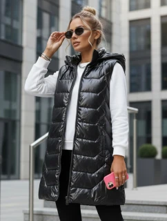 Dámská prošívaná vesta s kapucí tmavě šedá FashionStreet TY5338