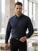 Pánská tmavě modrá vzorovaná košile slim fit FashionStreet DX2689