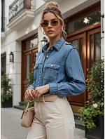 Dámská džínová košile z lyocellu, ležérní, modrá, FashionStreet DY0493