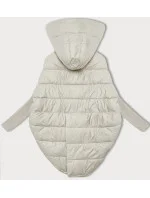 Dámská oversize bunda v barvě ecru s úpletovými rukávy Way Mode (MY0580)