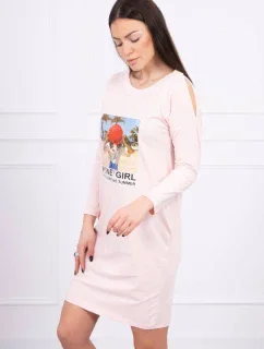 Šaty s potiskem Honey girl pudrově růžové