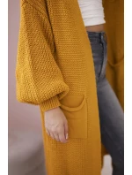 Svetr dlouhý kardigan hořčice