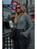 M806 Žebrovaný top s dlouhými rukávy - šedý melír M806 Žebrovaný top s dlouhými rukávy - šedý melír