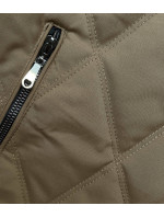 Prošívaná bunda v olivové barvě s ozdobnými stahovacími lemy (16M9085-84)