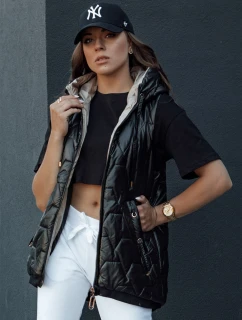 Dámská prošívaná vesta s kapucí GLITZY černá FashionStreet TY4447