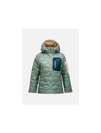 Dámská péřová bunda PEAK PERFORMANCE, model Helium Utility Down Hood Jacket, zelená barva Dámská péřová bunda PEAK PERFORMANCE, model Helium Utility Down Hood Jacket, zelená barva