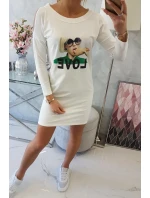 Šaty s potiskem Love ecru Šaty s potiskem Love ecru