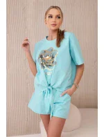 Sada s potiskem new punto halenkové + šortky mincovna