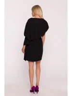 S423 Šaty s pláštěm - černé
