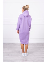 Šaty s kapucí a rozparkem na boku fialové