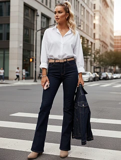 Dámské džíny s vysokým pasem  UY2911 tmavě modré - FashionStreet