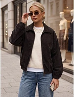 Dámská krátká přechodová bunda z manšestru, hnědá, FashionStreet TY6053 Dámská krátká přechodová bunda z manšestru, hnědá, FashionStreet TY6053