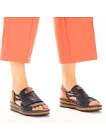 Dámské pohodlné modré sandály Rieker na klínku s podpatkem 62962-14