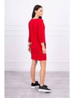 3D grafické šaty se zirkony červené barvy