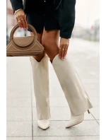 Kozačky Na Podpatku S Otočeným Svrškem Světle Béžové Bellinna