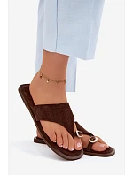 Dámské ploché žabky s ozdobným detailem Čokoládové Fedira