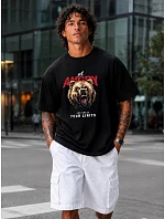 Pánské tričko oversize s potiskem medvěda černé FashionStreet NX1029R