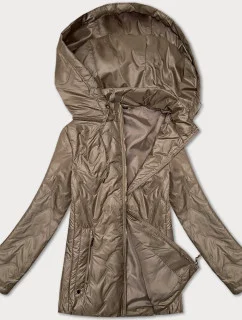 Tmavě béžová prošívaná dámská bunda s odepínací kapucí S'West (B8356-12)