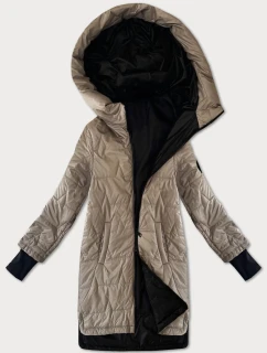 Béžová dámská prošívaná bunda s úpletovými stahovacími lemy S'West (B8505-12)