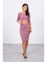 Souprava halenky a sukně tmavě růžová Souprava halenky a sukně tmavě růžová