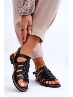 Kožené Sandály S řemínky Černe Lawren