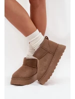 Dámské sněhule na platformě s kožíškem Vesirae – khaki