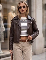 Dámská bunda ve stylu „ramones“ z ekologické kůže, hnědá, FashionStreet TY5920