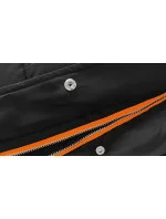 Černá péřová dámská bunda s ozdobnými páskami (AG2-J85)