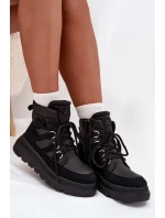 Dámské kotníkové boty Liorae trapery na platformě – černé