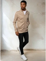 Pánská mikina na zip béžová FashionStreet BX5564