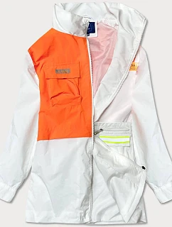 Bílo/oranžová dámská bunda větrovka (AG3-010)