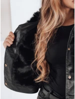 Dámská kožená bunda ramones s kožešinou černá FashionStreet TY5207 Dámská kožená bunda ramones s kožešinou černá FashionStreet TY5207