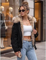 Dámská zimní bunda s kožešinovým límcem, černá, FashionStreet TY5700 Dámská zimní bunda s kožešinovým límcem, černá, FashionStreet TY5700